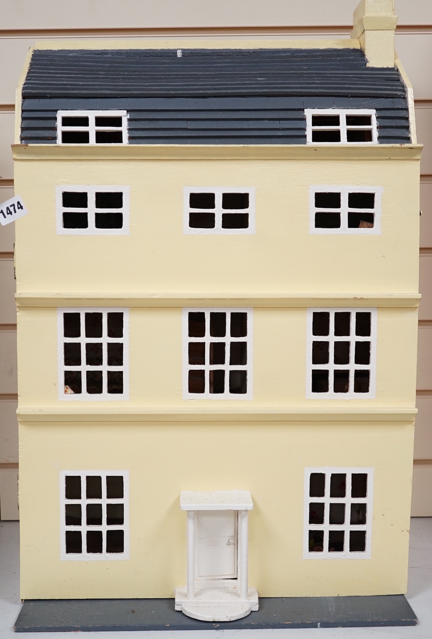 Doll's house based on a Georgian Bath townhouse, with contents, 43cms wide x 71cms high